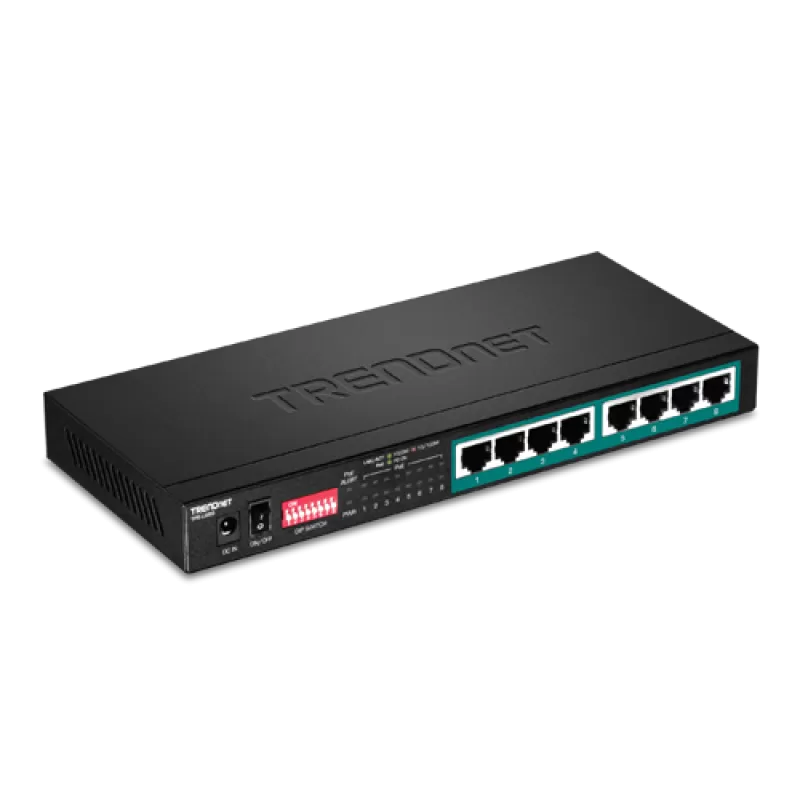 Switch 8 porturi Gigabit Long Range 200m PoE+ - TRENDnet TPE-LG80