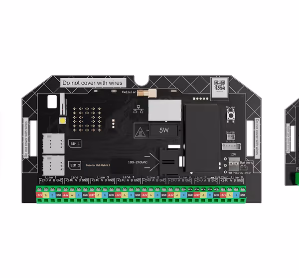 Centrala alarma Ajax Superior Hub Hybrid 2, 250 de dispozitive,  Ethernet , fara carcasa.